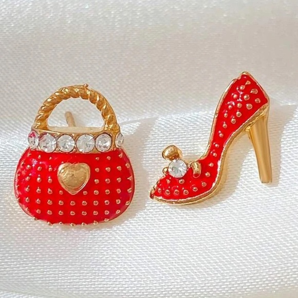 Jewelry - Red Handbag & Heel Stud Earrings